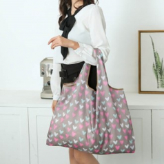 접이식 시장가방 하트 고양이 동물 케릭터