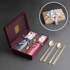 좋은날 쌍희 방짜유기 수저 2P (예단노리개)