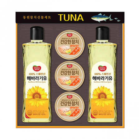 명절선물세트 동원 종합 건간한 1호 / 건강한참치 100g 3개 해바라기유 500ㅢ 2개 /손잡이 케이스 / 박스단위 배송비 무료 #2