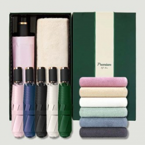 라이트핏 블랙골드그립 3단수동 암막양우산+송월타올라이트무지130g 우산타올 선물세트