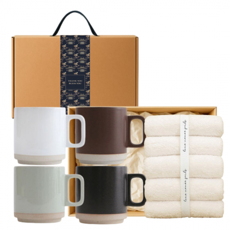 모래머그 300ml + 코튼하모니 호텔수건 1P 고급띠지 손잡이 기프트박스 선물세트 #2