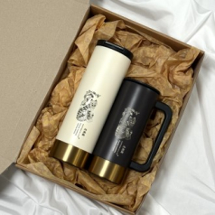 한국전통 호작도 텀블러 500ml 350ml 세트 고급띠지 손잡이 기프트박스 추석선물세트