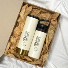 한국전통 호작도 텀블러 500ml 380ml세트 고급띠지 손잡이 기프트박스 추석선물세트