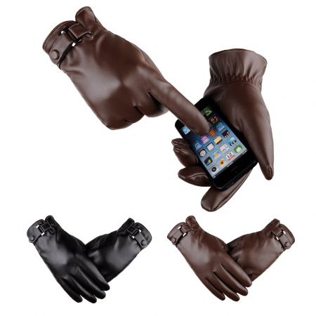 남성용 폰터치 가능한 PU가죽 방한 장갑 #3