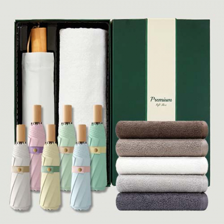 라이트핏 도토리파스텔 3단수동 암막양우산+송월타올라이트무지150g 우산타올 선물세트 #2