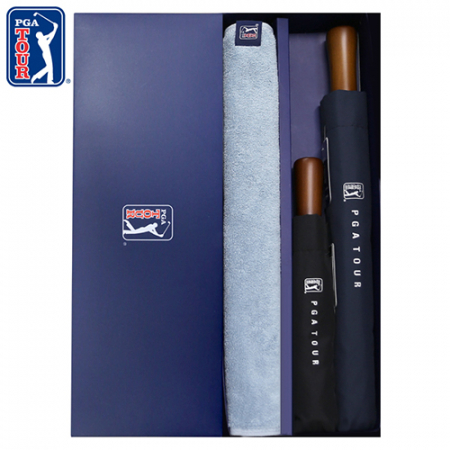 PGA 2단자동+3단완전자동 빈티지우드+200g 코마사 면사타올 세트 #2