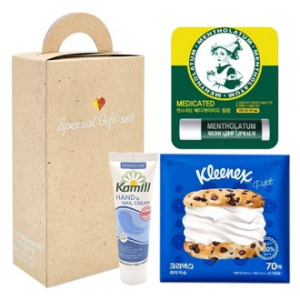 보습케어 3종(카밀핸드크림로션+멘소래담립밤 메디케이티드+크리넥스티슈 휴대용 쁘띠휴지)