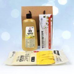 애경 주방세제 곡물설거지 500ml+크린 더블 지퍼백 20매+면코팅고무장갑