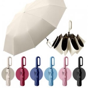 튼튼한 손잡이 우산 카라비너 3단 자동 우산 고리형 버클형 10k