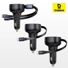 베이스어스 시거잭 초고속 차량용 릴 케이블 충전기 C타입 자동차차량 고속 PD충전 60W