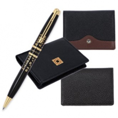 외국인선물 고급 훈민정음 금장 볼펜 한글 기념품 볼펜 소가죽 명함지갑