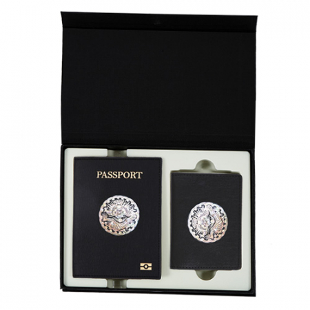 한국전통 기념품 나전칠기 블랙 카드지갑 여권지갑 한국 전통 공예품 외국인 선물 비건가죽 #3