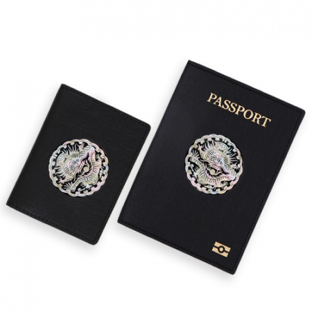 한국전통 기념품 나전칠기 블랙 카드지갑 여권지갑 한국 전통 공예품 외국인 선물 비건가죽 #2