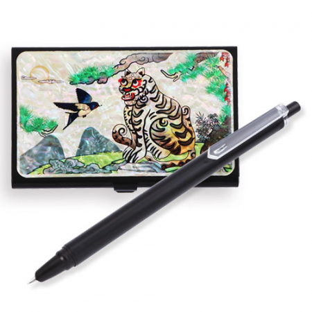 외국인선물 노크식 만년필 까치와 호랑이 자개 경량명함케이스 케데헌 더피 굿즈 한국 전통 기념품 #2