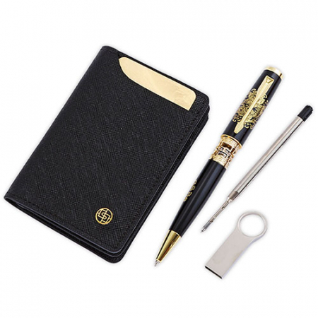 외국인선물  고급 금장 곤룡포 볼펜 리필심 소가죽 명함지갑 메탈 대용량 USB 4종 #2