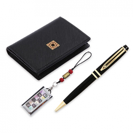 전통기념품 고급 금장 볼펜 소가죽 완자문 명함지갑 전통 자개 대용량 USB #2