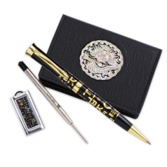 외국인선물  고급 금장 한글 볼펜 리필심 곤룡포 나전 가죽 명함지갑 한글 자개 대용량 USB 4종