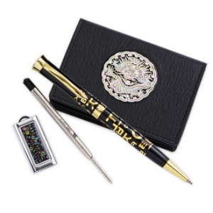 외국인선물  고급 금장 한글 볼펜 리필심 곤룡포 나전 가죽 명함지갑 한글 자개 대용량 USB 4종