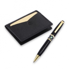 직장인선물 고급 금장 자개 볼펜 순금판 각인 인쇄 소가죽 카드지갑