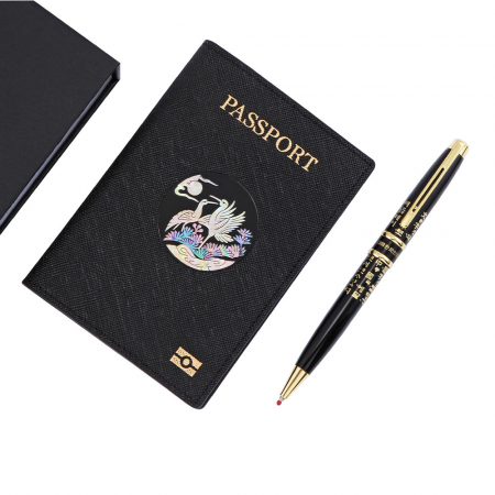 외국인선물 고급 금장 훈민정음 볼펜 송학 나전 사피아노 소가죽 여권지갑 #3