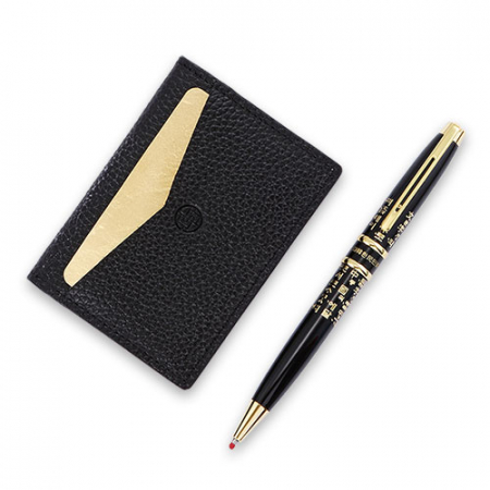 직장인선물 고급 금장 훈민정음 볼펜 순금판 천연소가죽 각인 고급 카드지갑 명함지갑 #2