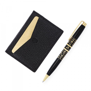 직장인선물 고급 금장 훈민정음 볼펜 순금판 천연소가죽 각인 고급 카드지갑 명함지갑