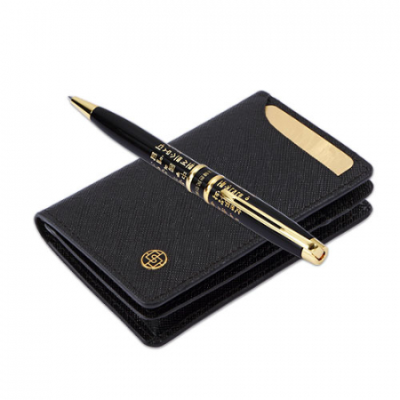 부모님선물 고급 금장 한글 볼펜 순금판 각인 비즈니스 소가죽 명함지갑 #2