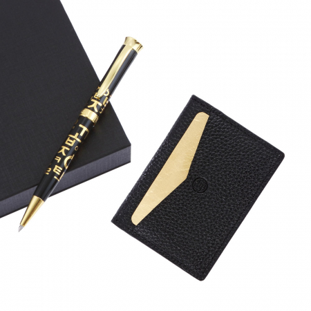 한국기념품 고급 금장 한글 볼펜 천연소가죽 순금판 각인 마티아 카드지갑 #3