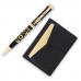 작은이미지: 한국기념품 고급 금장 한글 볼펜 천연소가죽 순금판 각인 마티아 카드지갑 #2