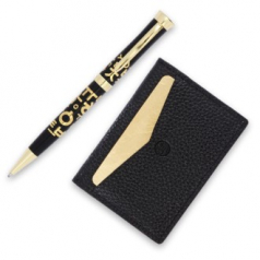 한국기념품 고급 금장 한글 볼펜 천연소가죽 순금판 각인 마티아 카드지갑