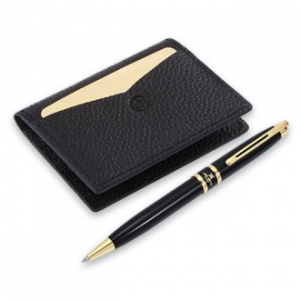 아버지선물 고급 금장 서명 볼펜 순금판 각인 심플 소가죽 카드지갑 명함지갑 비즈니스 선물