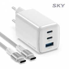 스카이 필 GaN65X 4세대 초미니 65W 멀티 3포트 PD 초고속 충전 어댑터 케이블 세트