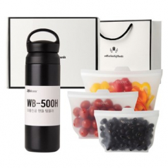 웰세스 실리콘지퍼백3종+텀블러세트 친환경 에코 지퍼백