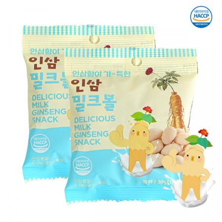 정든식품 금산 인삼 밀크볼 건강한 영양 간식 과자 우유맛 30g 12봉 #2