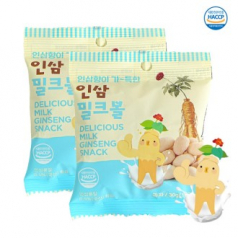 정든식품 금산 인삼 밀크볼 건강한 영양 간식 과자 우유맛 30g 12봉