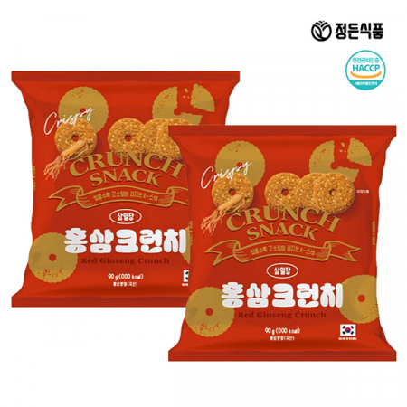 정든식품 홍삼 크런치 금산 6년근 홍삼 쿠키 영양 간식 90g 8봉