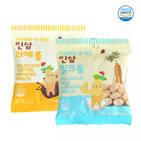 정든식품 금산 인삼 밀크볼 라떼볼 과자 세트 건강한 영양 간식 과자 30g 12봉 #2