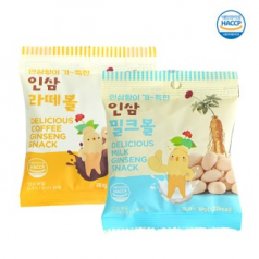 정든식품 금산 인삼 밀크볼 라떼볼 과자 세트 건강한 영양 간식 과자 30g 12봉