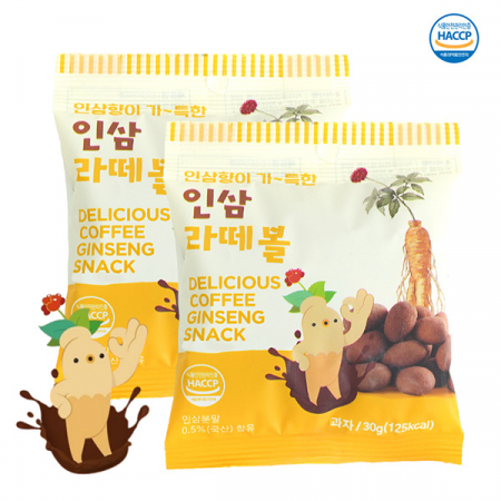 정든식품 금산 인삼 라떼볼 어르신 사무실 영양 간식 과자 커피맛 30g 12봉 #2