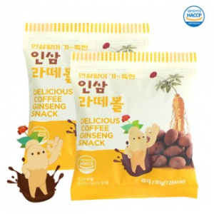 정든식품 금산 인삼 라떼볼 어르신 사무실 영양 간식 과자 커피맛 30g 12봉
