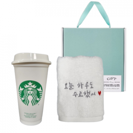 스타벅스 리유저블 핫컵 473ml + 오수 영신타올 호텔수건 선물세트 #2