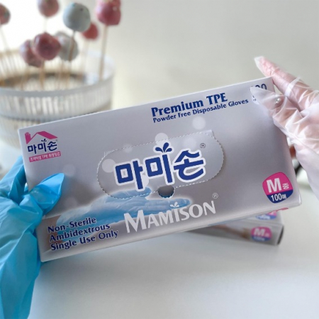 마미손 TPE 위생장갑 블루 투명 #2
