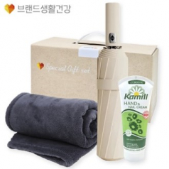 방한용품세트 3단완자동우산+카밀핸드로션 담요