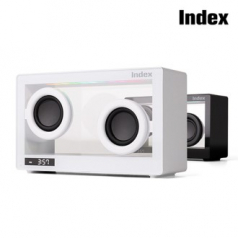 인덱스 충전식 투명 블루투스스피커 무드램프 알람시계