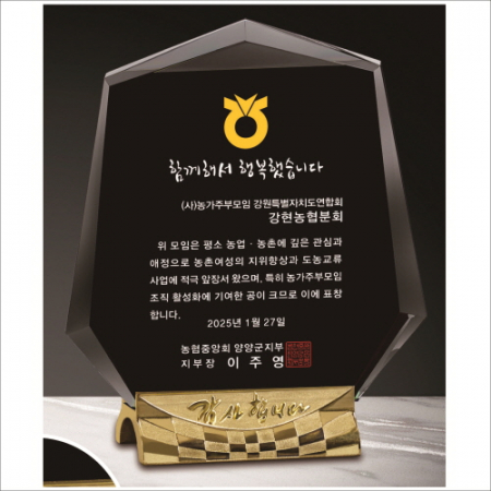 감사합니다받침 금도금 블랙 크리스탈 상패 #2