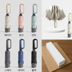 고리형 핸들 거꾸로 3단 자동 우산 UV차단 선물 행사품 사은품