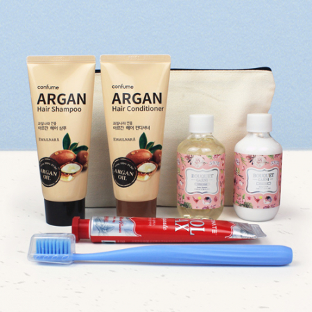 과일나라 샴푸+컨디셔너 +부케가르니 바디워시+바디로션+부케가르니 미세모 칫솔+크리오 쿨맥스 민트 치약+에코 파우치 #2