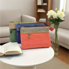 세련된 코튼 다중포켓 미니 파우치