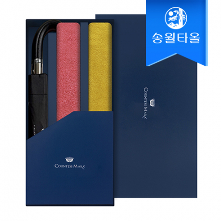 송월 타올우산3매선물세트(컬러풀170g2+카이만3단완자동우산1) #2