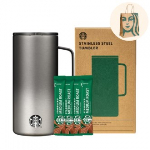 스타벅스 SS 블랙 탱크 텀블러 503ml + 스타벅스 커피스틱 5P 기프트세트